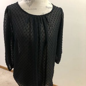 Black Sheer Dot Blouse